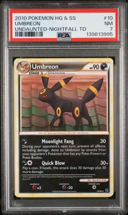 2010 POKEMON HEARTGOLD & SOULSILVER UNDAUNTED NIGHTFALL THEME DECK UMBREON PSA 7 - Image 1