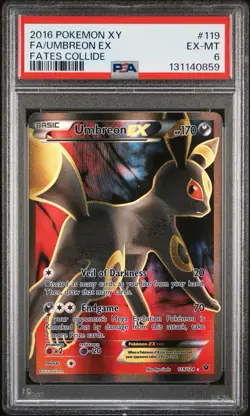 2016 POKEMON XY FATES COLLIDE #119 FULL ART/UMBREON EX PSA 6 - Image 1