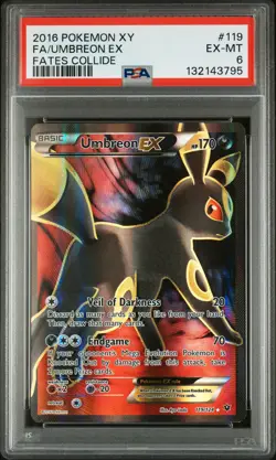 2016 POKEMON XY FATES COLLIDE #119 FULL ART/UMBREON EX PSA 6 - Image 1