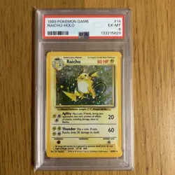 PSA 6 RAICHU - Pokemon Card Unlimited 1999 Base Set #14 HOLO EX-Mint WOTC - Image 1