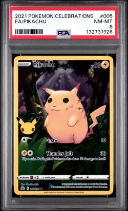 Pokemon Pikachu TCG Celebrations Card 005/025 25th Anniversary PSA 8 - Image 1