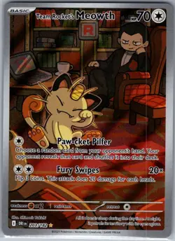 Team Rocket's Meowth - 203/182 SV10: Destined Rivals - Pokemon Card - NM - Image 1