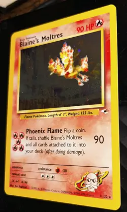 Blaine's Moltres 1/132 Gym Heroes Pokemon Holo Rare - Image 2