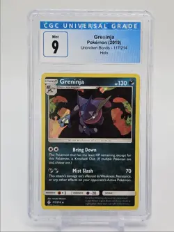 GRENINJA 2019 POKEMON SUN & MOON UNBROKEN BONDS HOLO RARE 117/214 CGC 9 Q0465 - Image 1