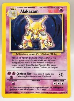 Alakazam 1999 Pokemon Base Set Holo Rare 1/102 TCG NM - Image 2
