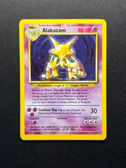 Base Set Alakazam Pokemon Card 1/102 Holo Rare WOTC Vintage TCG 1999 LP - Image 1