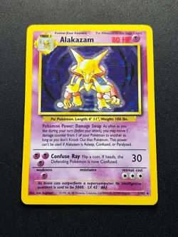 Base Set Alakazam Pokemon Card 1/102 Holo Rare WOTC Vintage TCG 1999 LP - Image 2