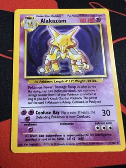 ALAKAZAM | Pokemon TCG 1999 | (BASE SET) Holo Foil Rare Vintage # 1/102 - Image 1