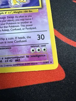 ALAKAZAM | Pokemon TCG 1999 | (BASE SET) Holo Foil Rare Vintage # 1/102 - Image 4