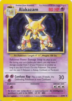 Alakazam 1/102 Base Set Unlimited (1999) Holo Rare Vintage WOTC Pokemon TCG - LP - Image 3