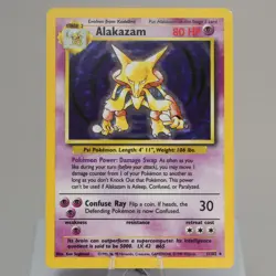 Pokemon TCG - Alakazam 1/102 Base Set Holo Rare WOTC 1999 - LP Indent - Image 2