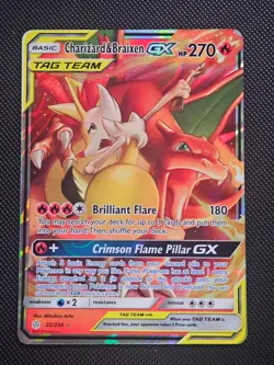 Charizard & Braixen GX 22/236 Sm-Cosmic Eclipse Holo 2019 Pokemon NM - Image 1