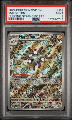 2024 POKEMON SVP SURGING SPARKS POKEMON CENTER ETB PROMO #159 MAGNETON PSA 9 - Image 1