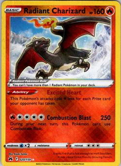 Radiant Charizard - 020/159 - Pokemon Crown Zenith Sword & Shield Ultra Rare NM - Image 1