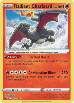 Radiant Charizard - 020/159 - Pokemon Crown Zenith Sword & Shield Ultra Rare NM - Image 1