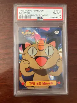 1999 Pokemon Topps Series 1 Meowth #52 PSA 8 Near Mint - Image 1