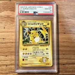 PSA 10 1999 Pokemon Japanese gym 2 Lt. Surge’s Raichu Holo - Image 1