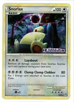 Snorlax Holo 33/95 Prerelease Call of Legends Promo Pokemon Card - Image 1