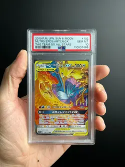 Pokemon Japanese Moltres&Zapdos&Articuno GX 102/173 Tag Team All Stars PSA 10 - Image 1