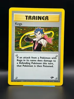 Pokemon TCG Koga Gym Challenge Trainer Holo Card 19/132 NM - Image 1