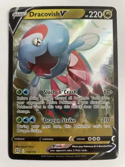 2022 Dracovish V 114/172 SWSH Brilliant Stars Ultra Rare Holo Pokemon TCG 2022 - Image 1
