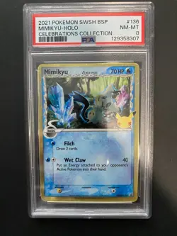 Mimikyu 2021 Pokemon Celebrations 25th Delta Species RARE HOLO SWSH136 PSA 8 - Image 1