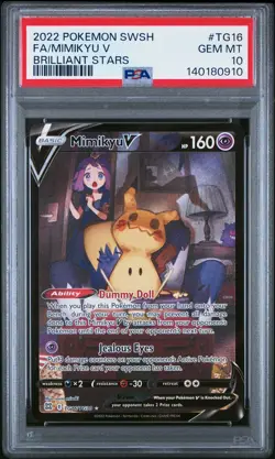2022 POKEMON SWORD & SHIELD BRILLIANT STARS #TG16 FULL ART/MIMIKYU V PSA 10 - Image 1