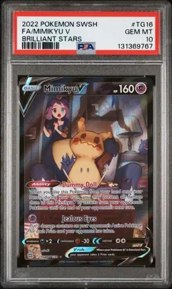 2022 POKEMON SWORD & SHIELD BRILLIANT STARS #TG16 FULL ART/MIMIKYU V PSA 10 - Image 1