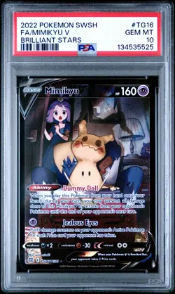2022 POKEMON SWORD & SHIELD BRILLIANT STARS #TG16 FULL ART/MIMIKYU V PSA 10 - Image 1