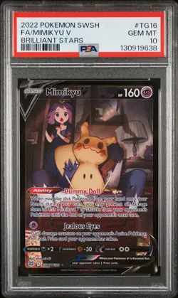 2022 POKEMON SWORD & SHIELD BRILLIANT STARS #TG16 FULL ART/MIMIKYU V PSA 10 - Image 1