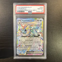 POP 25 💎 Vaporeon ex PSA 10 Prize Pack Series 7 Play Stamped PRE 023/131 - Image 1