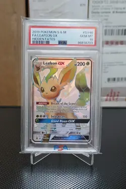 2019 POKEMON SUN & MOON HIDDEN FATES #SV46 FULL ART/LEAFEON GX PSA 10 - Image 1