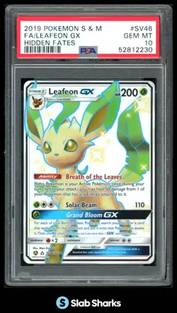 2019 POKEMON SUN & MOON HIDDEN FATES #SV46/SV94 LEAFEON GX FULL ART PSA 10 - Image 1