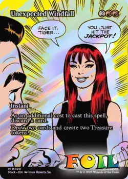 Unexpected Windfall Borderless 0029 MTG Marvel Universe Eternal Mythic NP Foil - Image 1