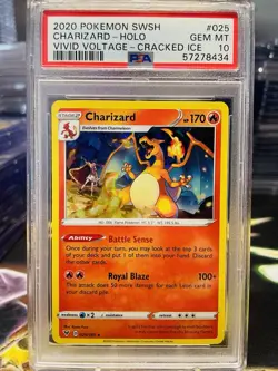 PSa 10 Charizard 025/185 Vivid Voltage Cracked Ice Holo Rare Pokemon Card - Image 1