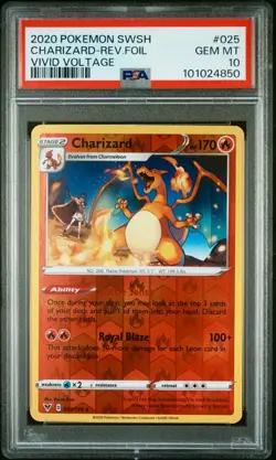 Charizard Reverse Holo Foil Vivid Voltage Sword & Shield PSA 10 Pokemon card #25 - Image 1