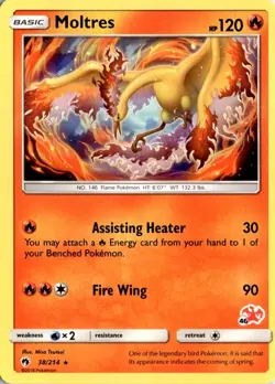 Moltres Rare SM - Lost Thunder 38/214 Pokemon Card TCG - Image 1