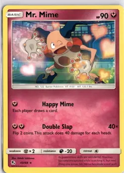Pokemon Mr. Mime 43/68 Sun Moon Hidden Fates Non Holo Rare Trading Card TCG - Image 1