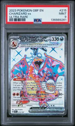 Charizard EX Ultra Rare Pokemon TCG PSA 9 MINT Obsidian Flames #215/197 (2023)🔥 - Image 1