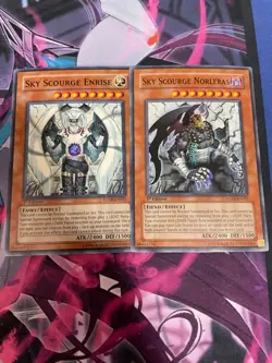 YUGIOH - SKY SCOURGE ENRISE + NORLERAS - FOTB - 1ST ED - LP - SUPER RARE - Image 1