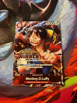 Monkey D. Luffy WINNER Anniversary Promo Alt Art ST01-012 One Piece TCG NM - Image 2