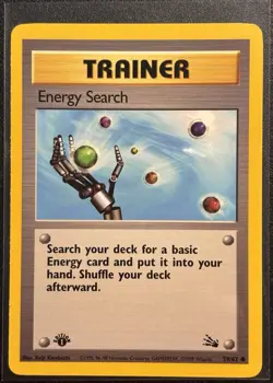 Energy Search 59/62 - Pokemon TCG 1st Edition Fossil Vintage WOTC 1999- LP Card - Image 1