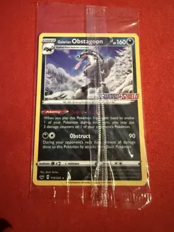 *Sealed* Pokemon TCG Galarian Obstagoon Holo Sword & Shield Stamp Promo 119/202 - Image 1