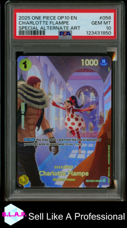 CHARLOTTE FLAMPE SPECI4L ALT ART ONE PIECE OP10-ROYAL BLOOD 2025 056 PSA 10 - Image 1