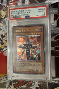 Yugioh Rapid-Fire Magician 1st Edition EEN-EN019 Ultimate Rare PSA 8 - Image 1