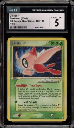 Pokemon Celebi Gold Star EX Crystal Guardians Holo Rare #100 CGC 5 - Image 1