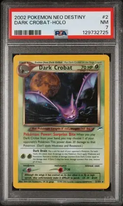 Dark Crobat PSA 7 SWIRL 2/105 Unlimited Neo Destiny Pokemon TCG Holo - Image 1