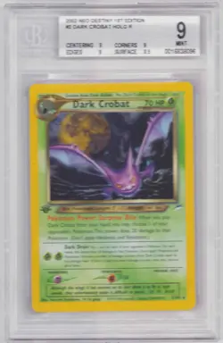 DARK CROBAT 1ST EDITION NEO DESTINY POKEMON #2 BGS #0016838096 GRADED MINT9 2000 - Image 1
