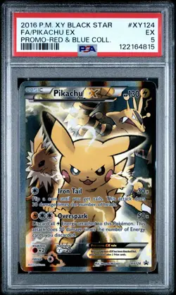 2016 POKEMON XY BLACK STAR PROMO RED & BLUE COLL FULL ART/PIKACHU EX PSA 5 - Image 1
