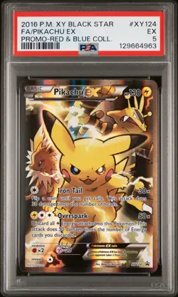 2016 POKEMON XY BLACK STAR PROMO RED & BLUE COLL FULL ART/PIKACHU EX PSA 5 - Image 1